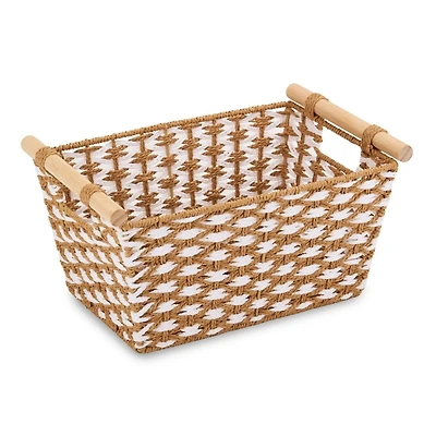 Natural Rope Wood Handle Basket