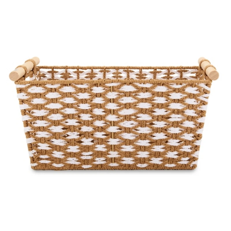 Large Natural Rope Wood Handle Basket