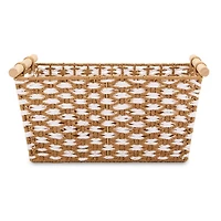 Large Natural Rope Wood Handle Basket