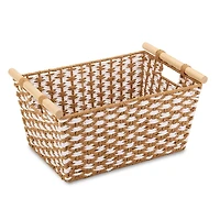 Large Natural Rope Wood Handle Basket