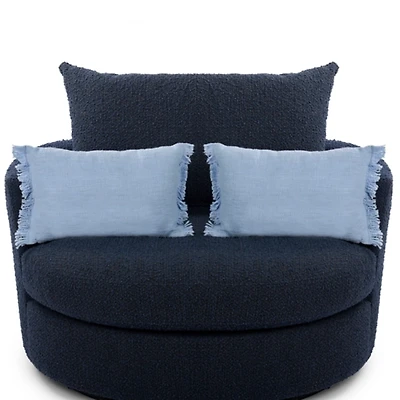 Sky Blue Fringe Lumbar Pillows, Set of 2