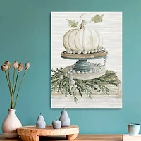 White Pumpkin on Display Canvas Art Print