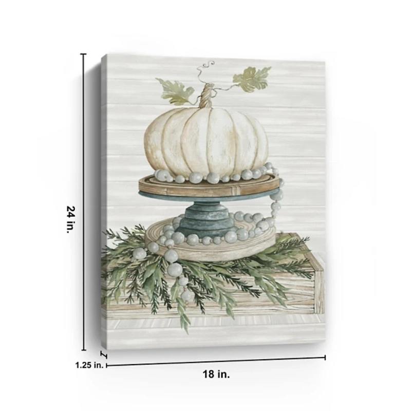 White Pumpkin on Display Canvas Art Print