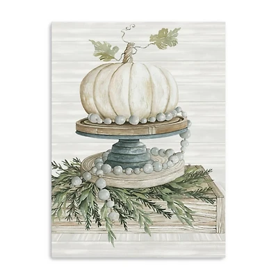 White Pumpkin on Display Canvas Art Print