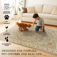 Beige Kenya Washable Runner, 2x7
