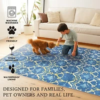 Damask Washable Area Rug