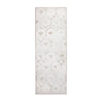 Ivory Damask Washable Runner, 2x7