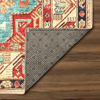 Ottoman Turquoise Washable Area Rug, 5x7