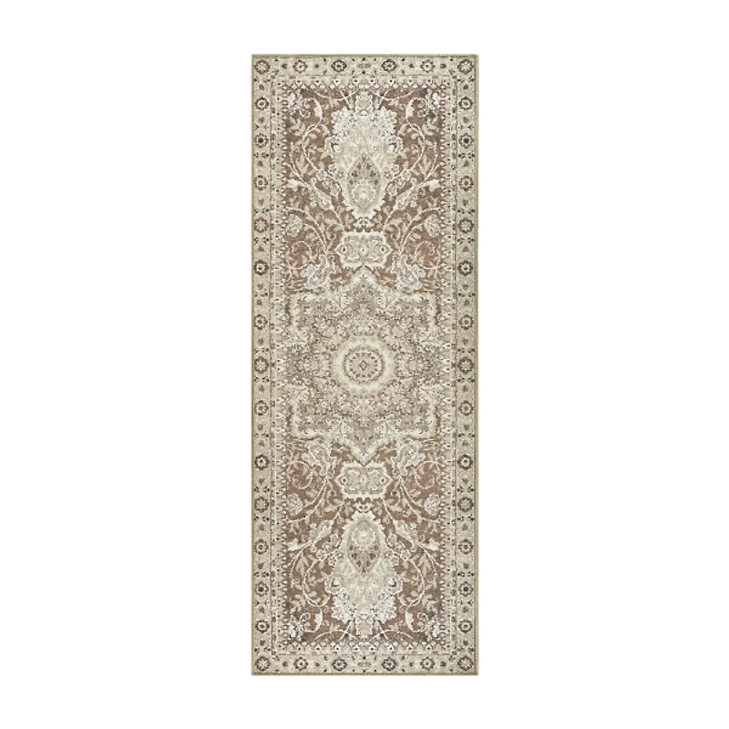 Parviz Brown Washable Runner, 2x7