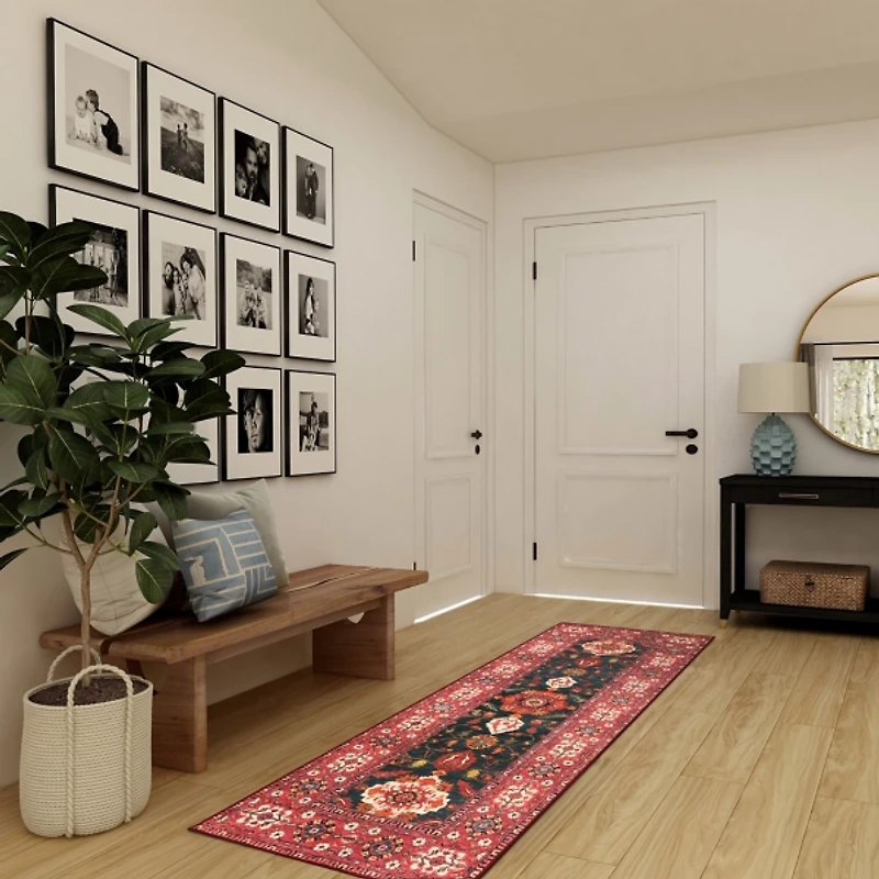 Rust Ramage Washable Runner, 2x7