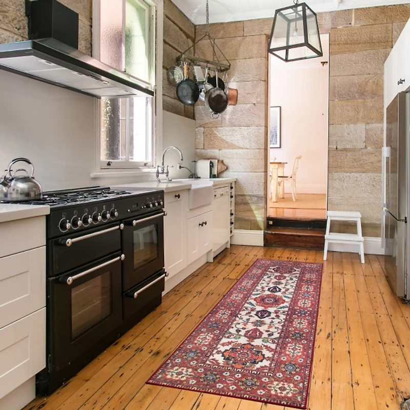 Maroon Ramage Washable Runner, 2x7