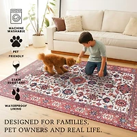 Maroon Ramage Washable Runner, 2x7