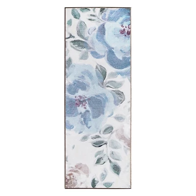 Sasha Blue Floral Washable Runner, 2x7