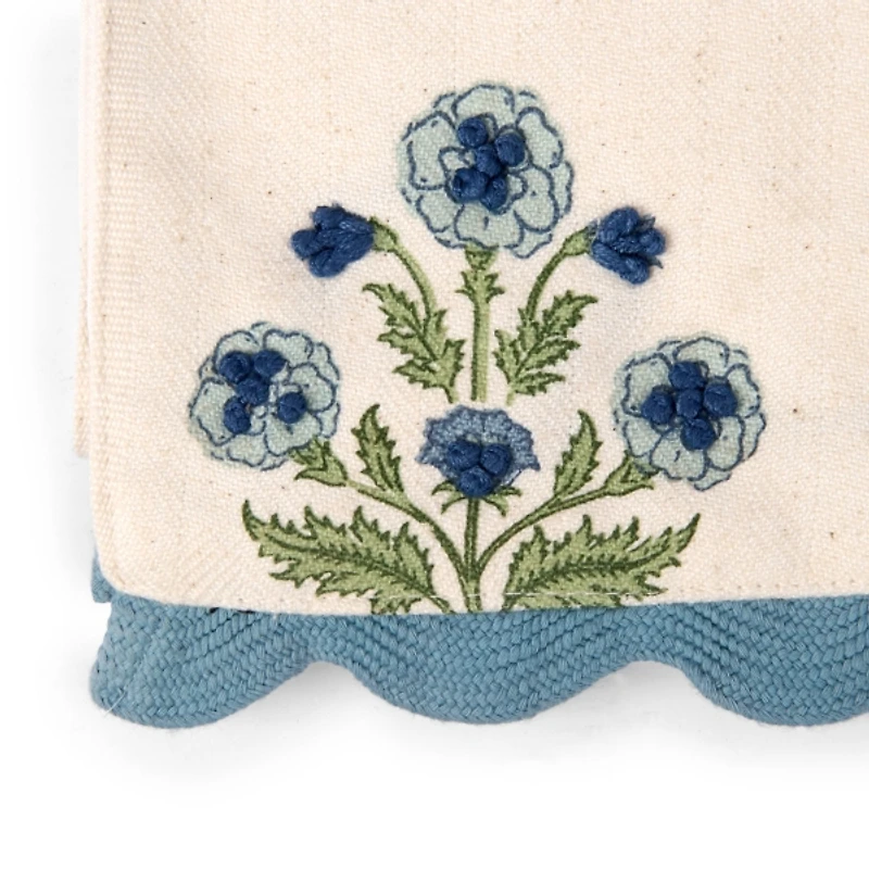 Blue Floral Black Print Table Runner