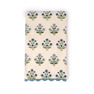 Blue Floral Black Print Table Runner