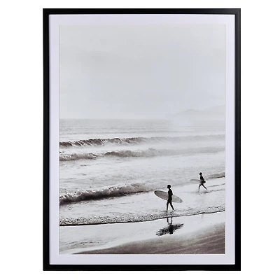 Black & White Serene Surf Framed Art Print