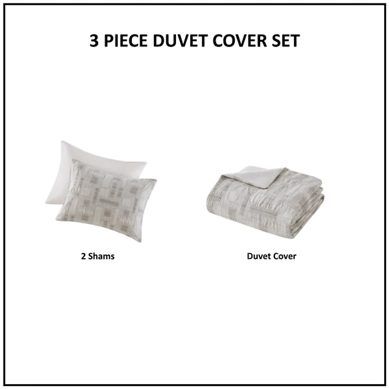 Ink + Ivy Gray Patch 3-pc. Queen Duvet Cover Set