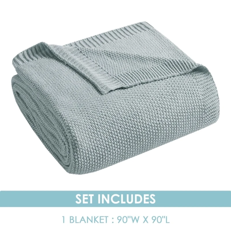 Ink + Ivy Blue Bree Knit Twin Blanket