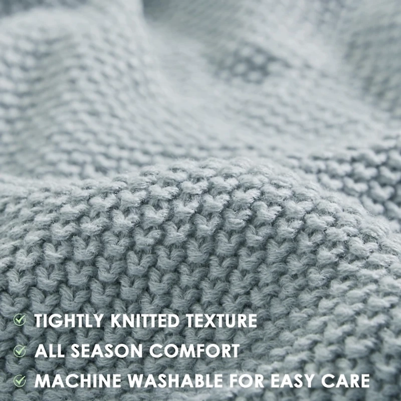 Ink + Ivy Blue Bree Knit King Blanket