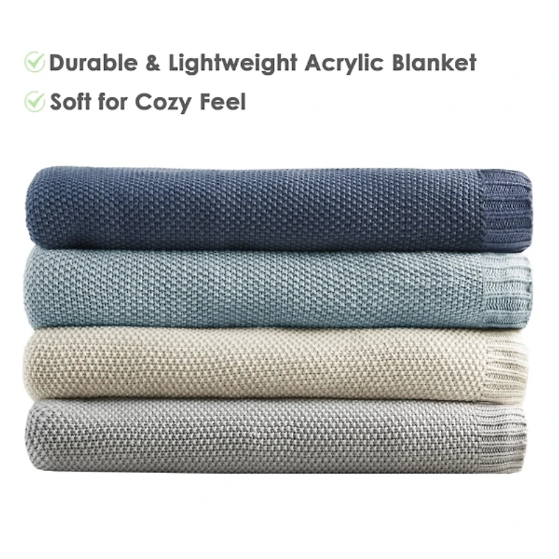 Ink + Ivy Blue Bree Knit King Blanket