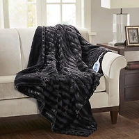 Beautyrest Duke Black Heated Faux Fur Throw