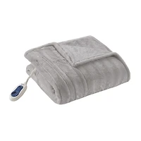 Beautyrest Duke Gray Heated Faux Fur Throw