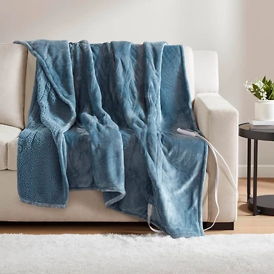 Beautyrest Berber Blue Microlight Heated Throw