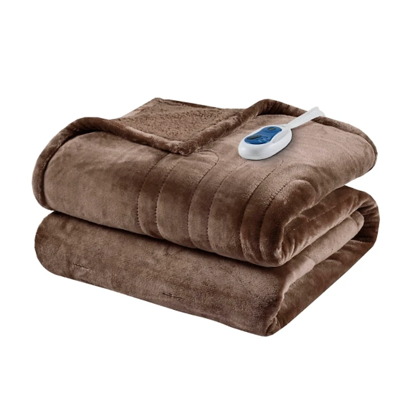 Beautyrest Berber Brown Microlight Heated Throw