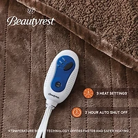 Beautyrest Berber Brown Microlight Heated Throw