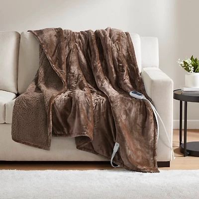 Beautyrest Berber Brown Microlight Heated Throw