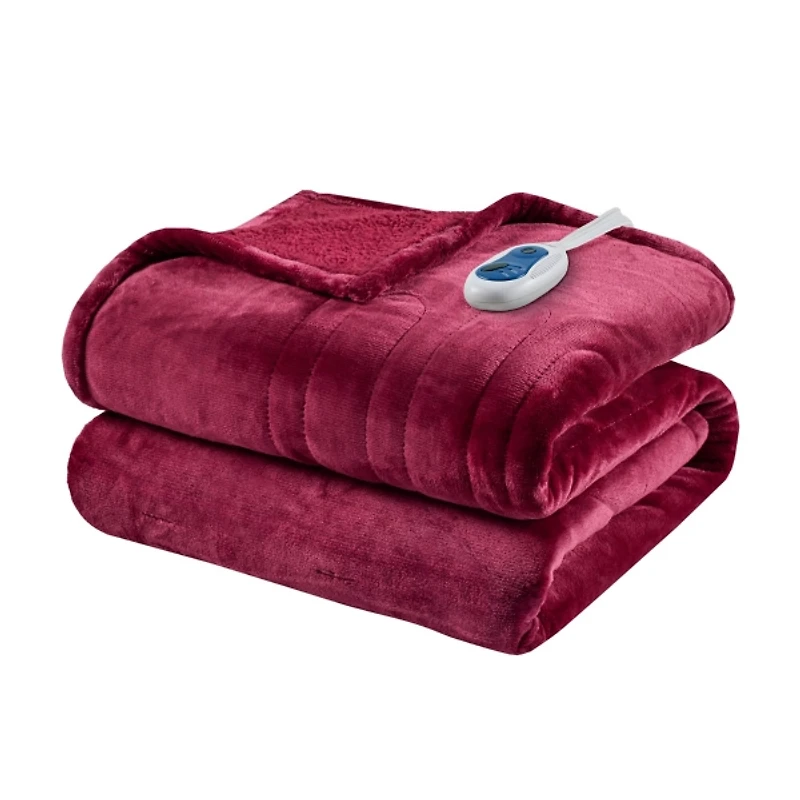 Beautyrest Berber Red Microlight Heated Throw