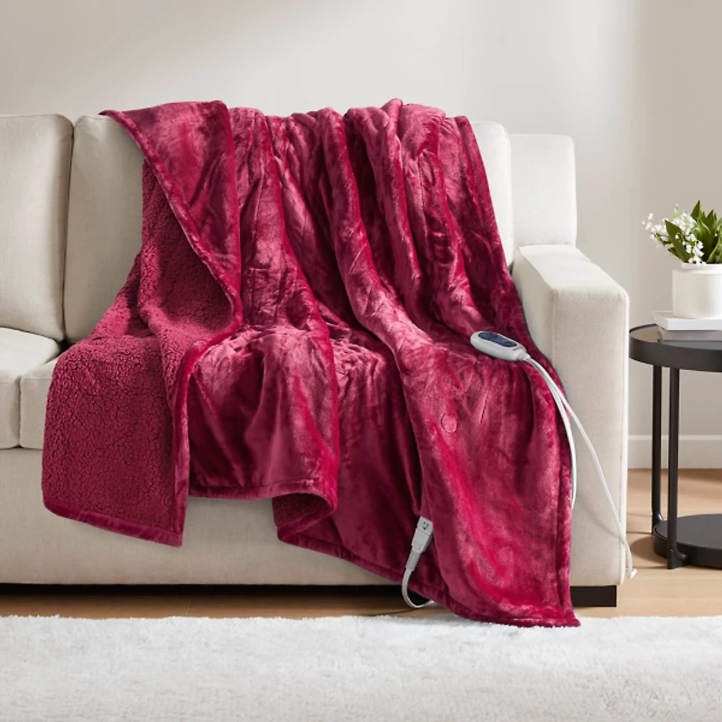 Beautyrest Berber Red Microlight Heated Throw