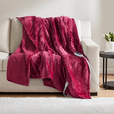 Beautyrest Berber Red Microlight Heated Throw
