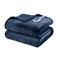 Beautyrest Berber Navy Microlight Heated Throw