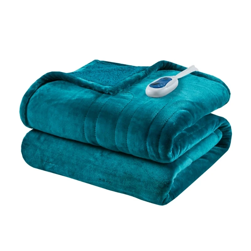 Beautyrest Berber Teal Microlight Heated Throw