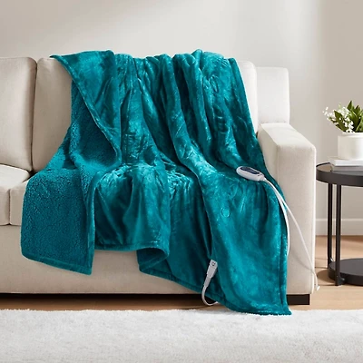 Beautyrest Berber Teal Microlight Heated Throw