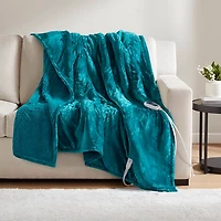 Beautyrest Berber Teal Microlight Heated Throw