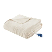 Beautyrest White Heated Plush Throw