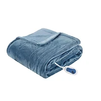 Beautyrest Blue Heated Plush Throw