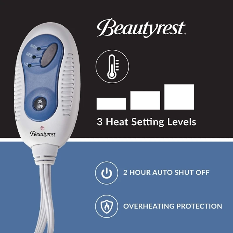 Beautyrest Blue Heated Plush Throw