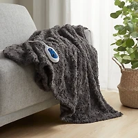 Beautyrest Gray Heated Oversized Faux Fur Throw
