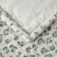 Beautyrest Gray Leopard Heated Faux Fur Throw
