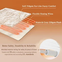 Beautyrest Marselle Cream Heated Faux Fur Throw