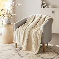 Beautyrest Marselle Cream Heated Faux Fur Throw