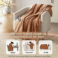 Beautyrest Marselle Brown Heated Faux Fur Throw