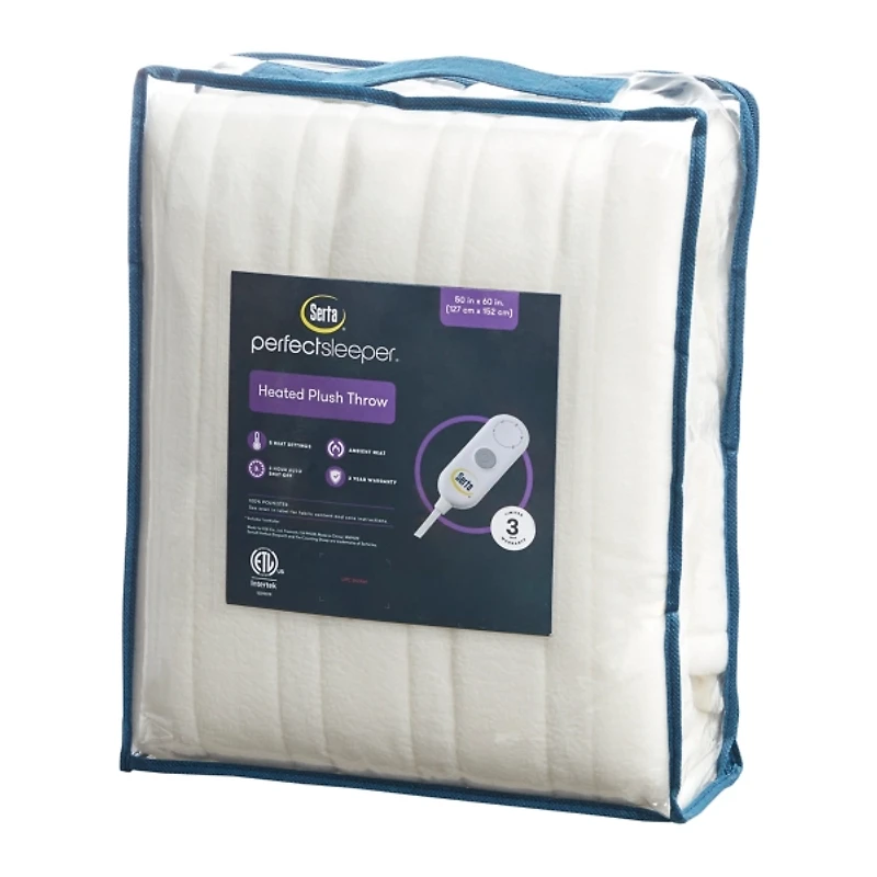 Serta White Heated Sherpa Throw