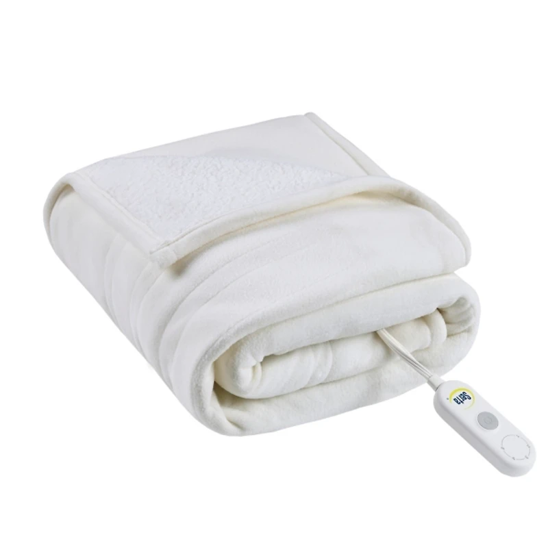 Serta White Heated Sherpa Throw
