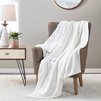 Serta White Heated Sherpa Throw