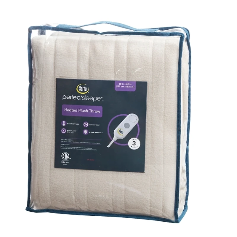 Serta Tan Heated Sherpa Throw