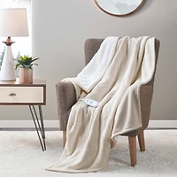 Serta Tan Heated Sherpa Throw